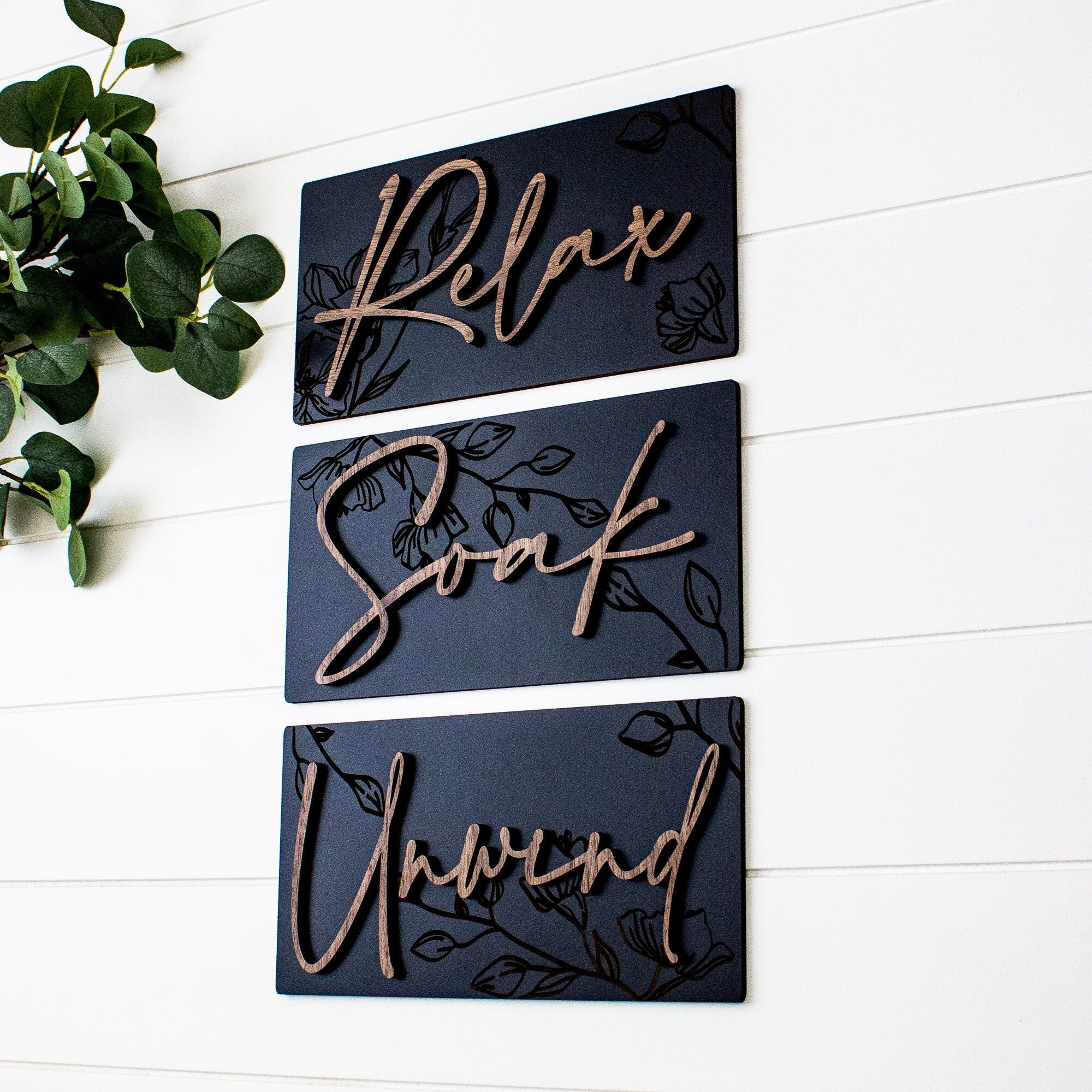 Luxury Engraved Relax Soak Unwind Wall Art