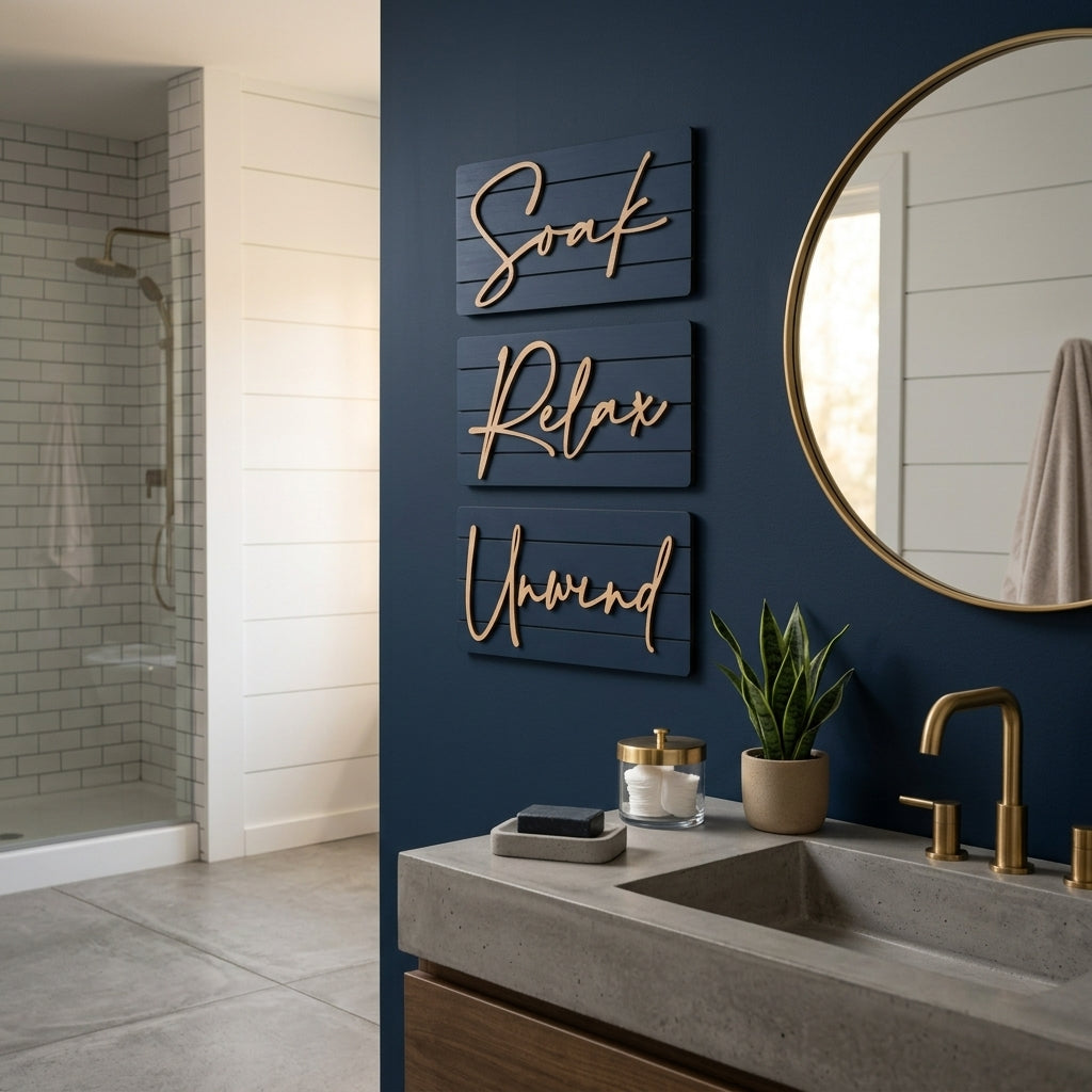 Three shiplap wall plaques with script &