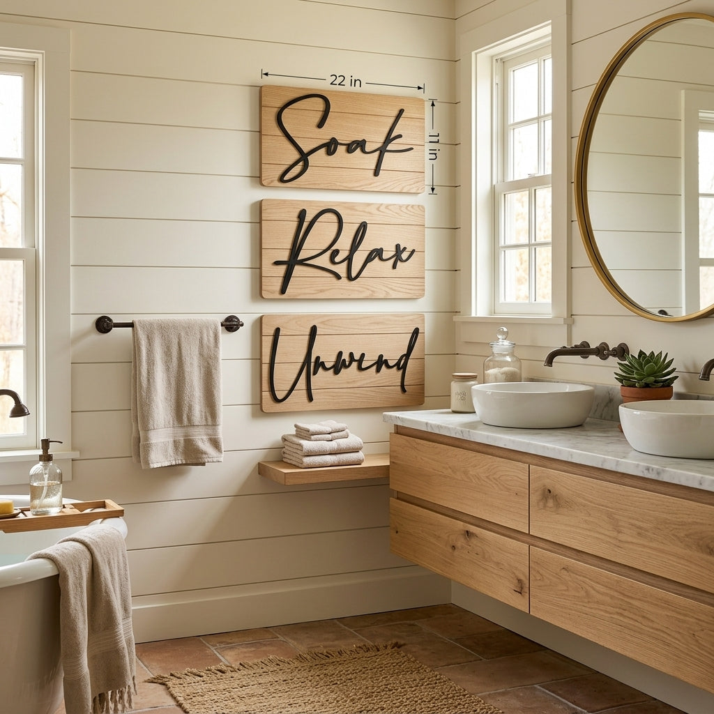 Three shiplap wall plaques with script &