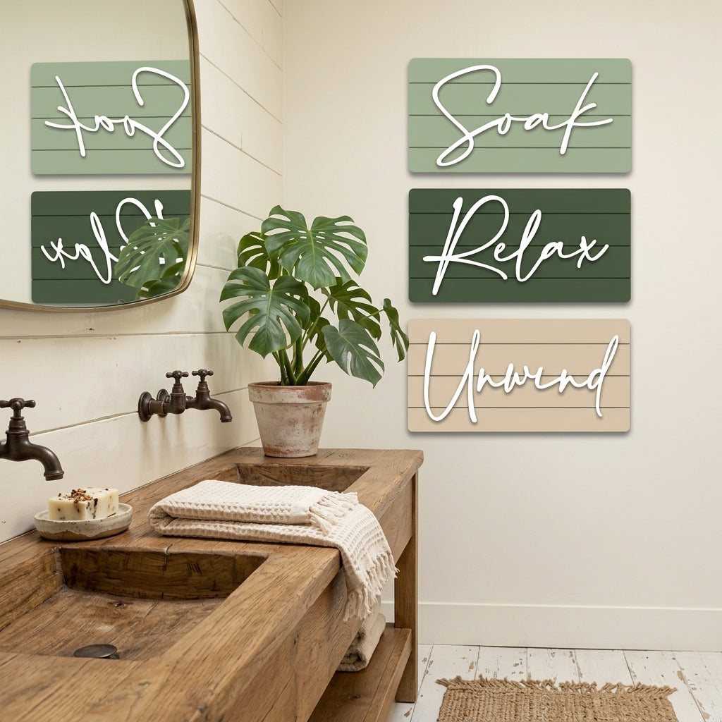 Three shiplap wall plaques with script &