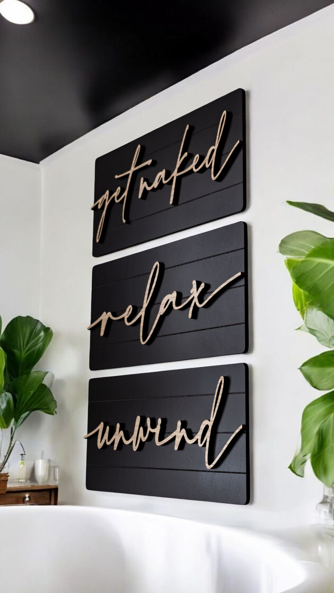 Luxury Get Naked Relax Unwind Shiplap Wall Set
