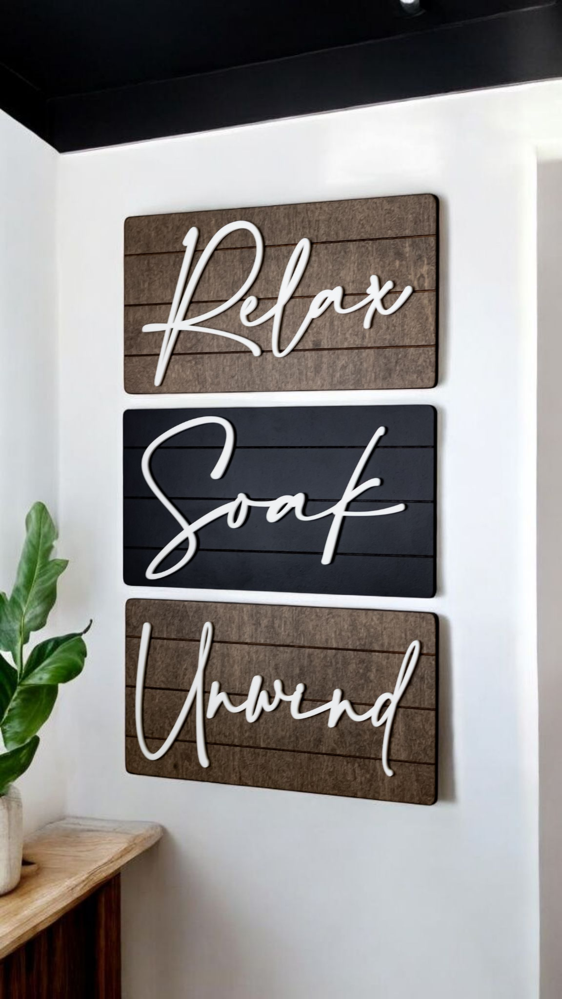 Luxury Mixed Color Soak Relax Unwind Shiplap Wall Set