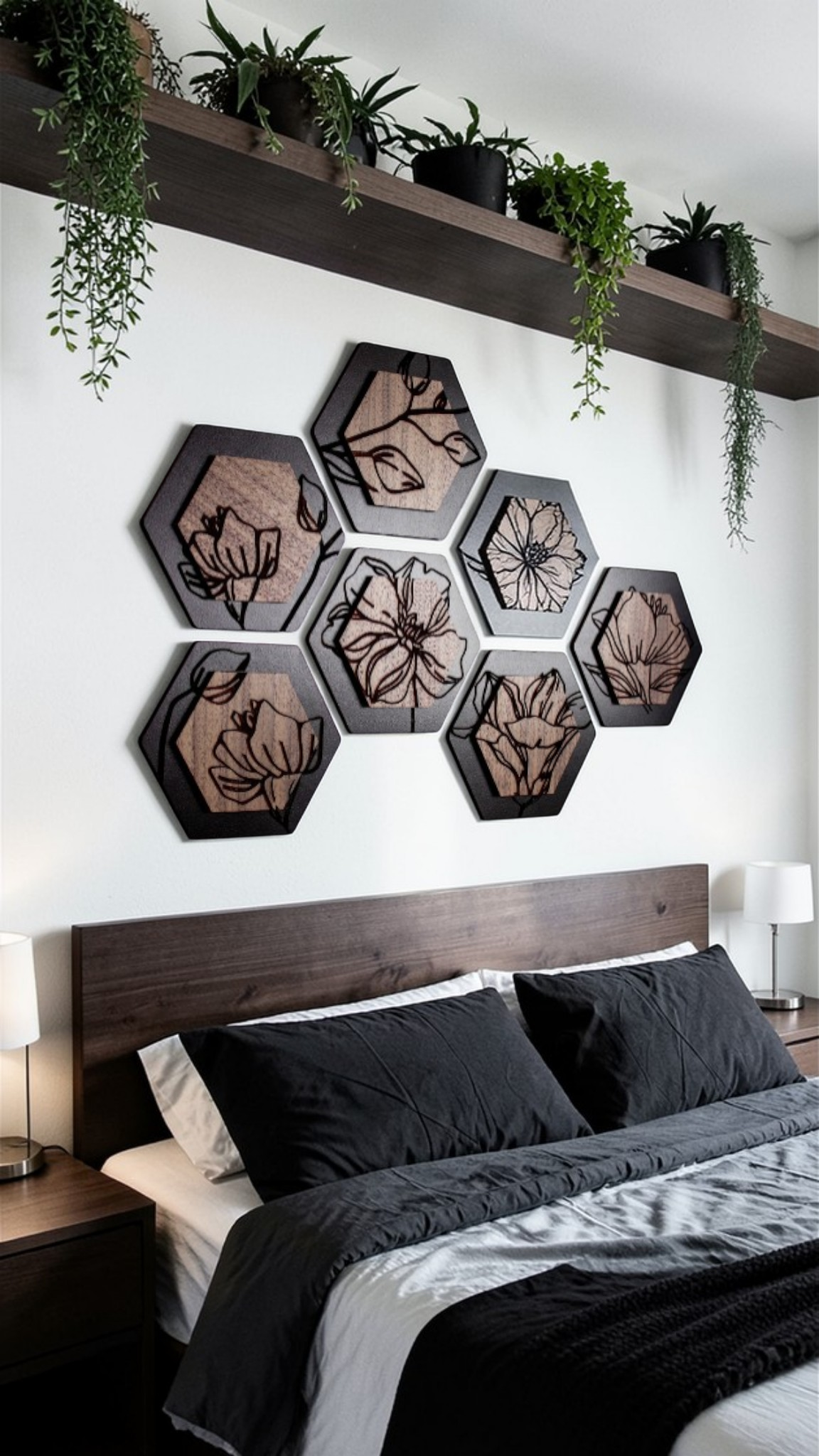 Luxury Magnolia Hexagon Dimensional Wood Art