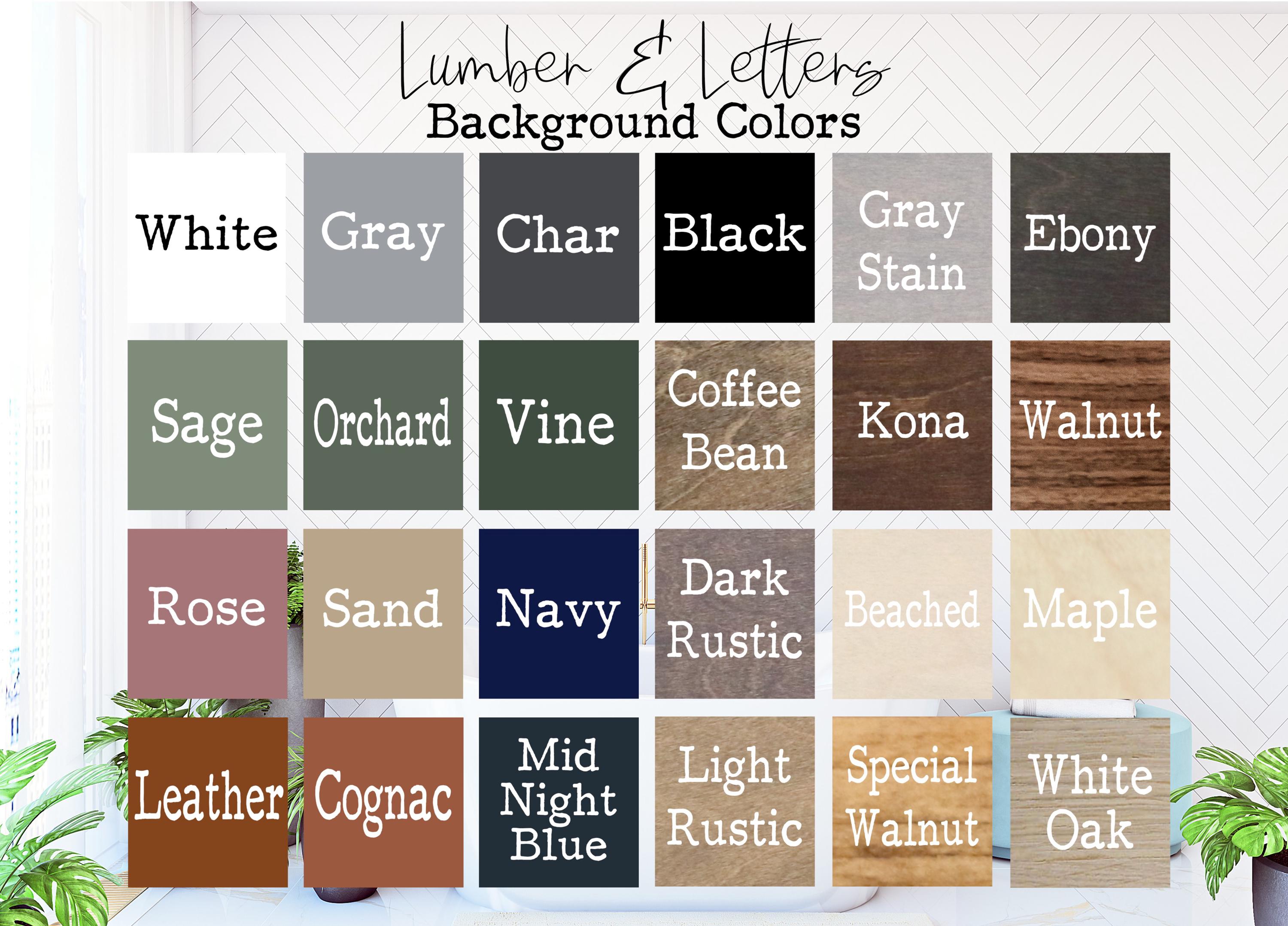 Sign background color options chart with multiple color swatches and names