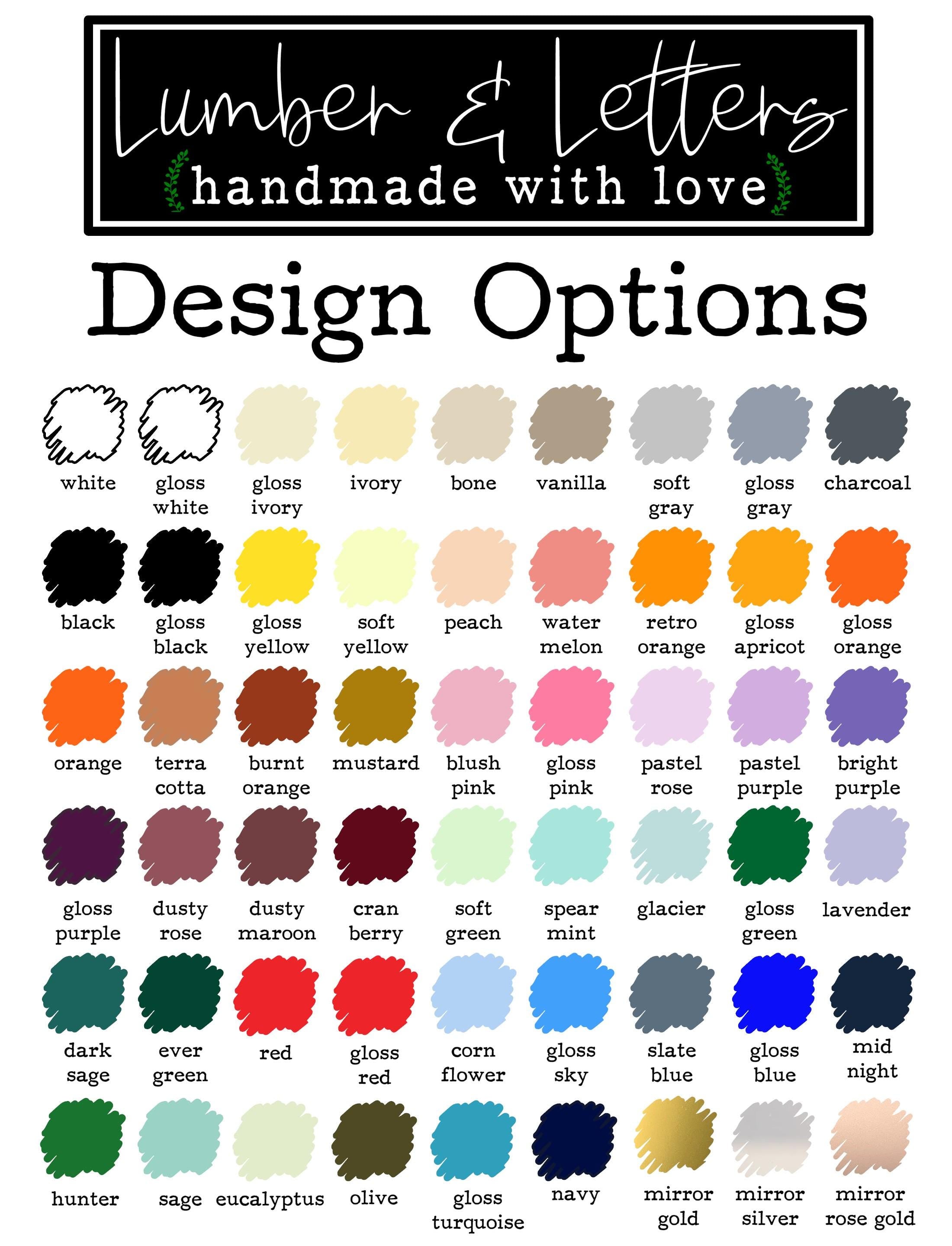 3D restroom sign finish options board with multicolor stain and paint swatches