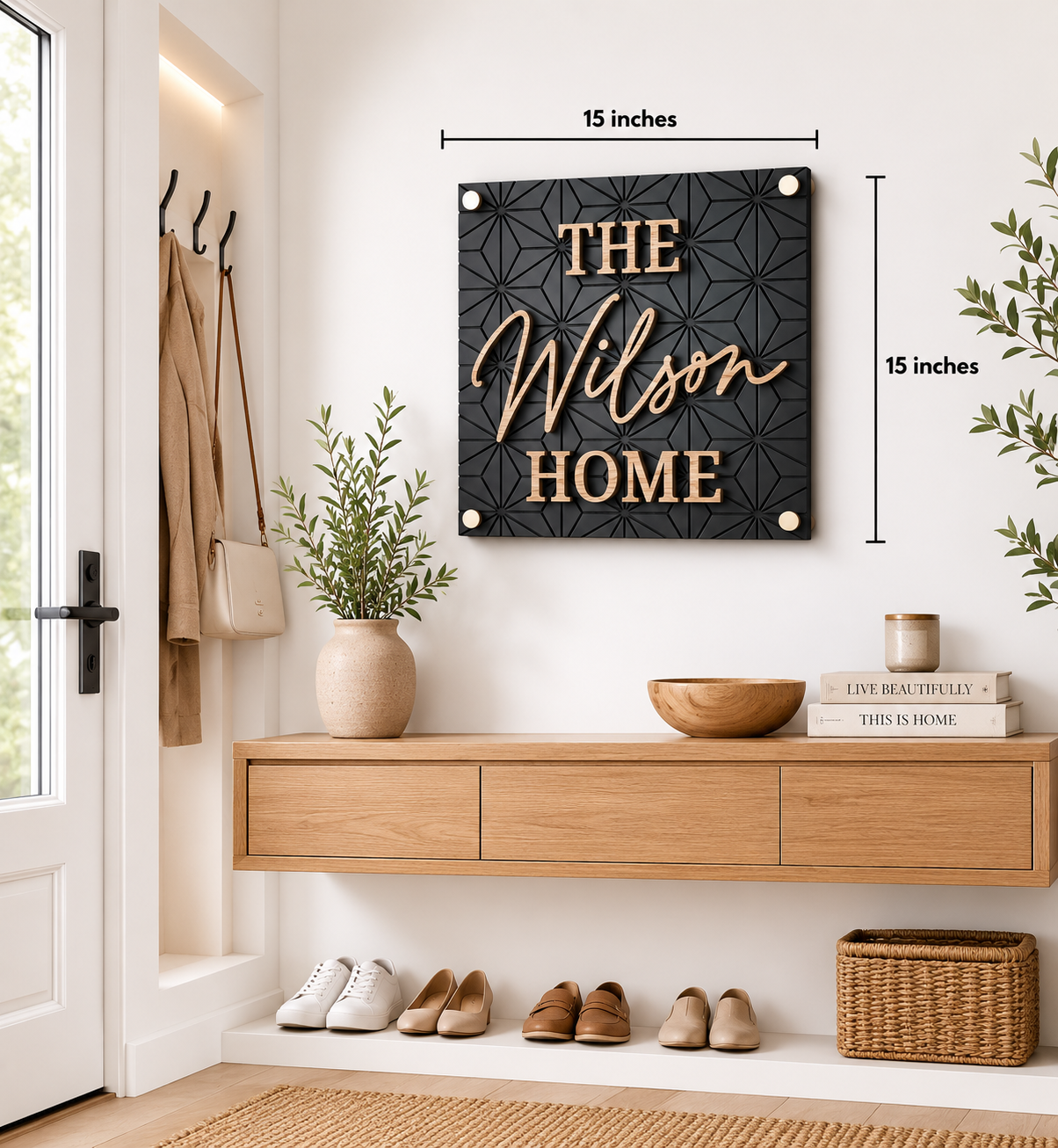 Retro Modern Square Family Name Sign