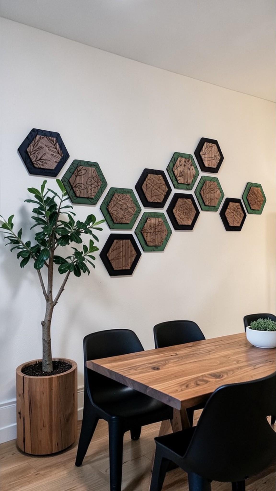 Luxury Herb Hexagon Dimensional Wood Art
