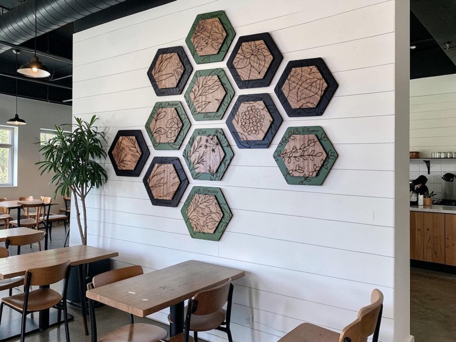 Luxury Herb Hexagon Dimensional Wood Art