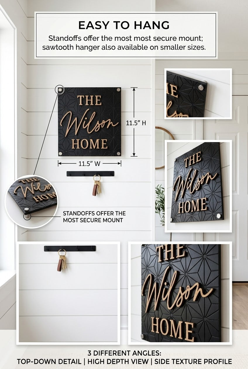 Retro Modern Square Family Name Sign