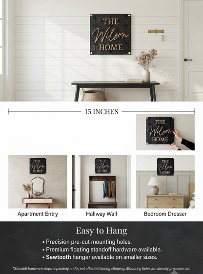 Retro Modern Square Family Name Sign
