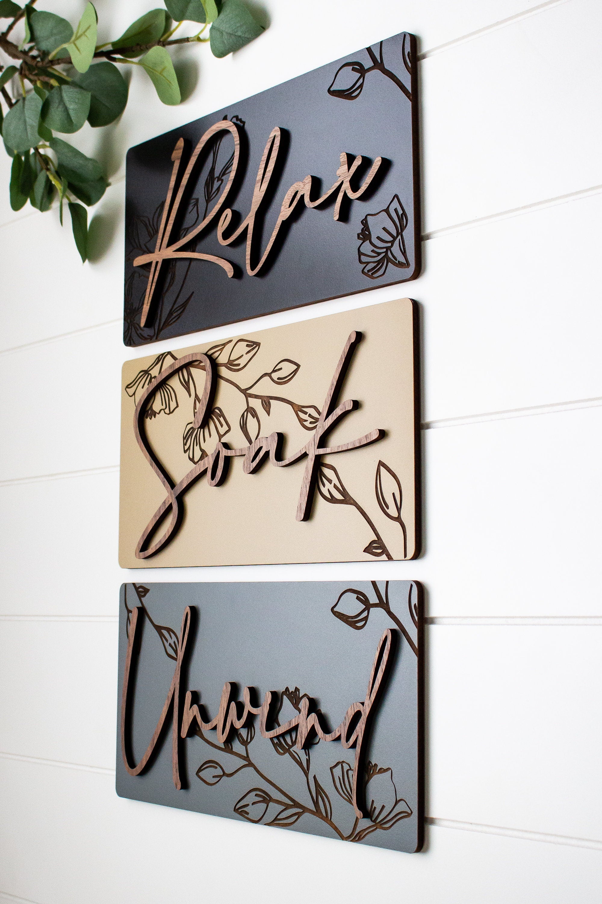 Luxury Engraved Relax Soak Unwind Wall Art
