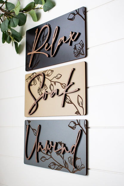 Luxury Engraved Relax Soak Unwind Wall Art