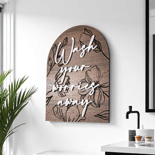 Modern Arch Floral Engraved Wash Your Worries Away