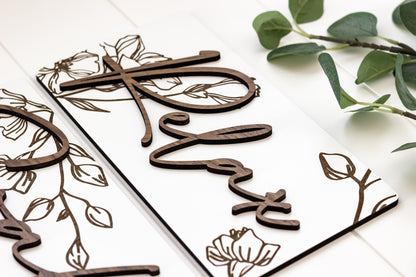Engraved White Floral Wall Art Set