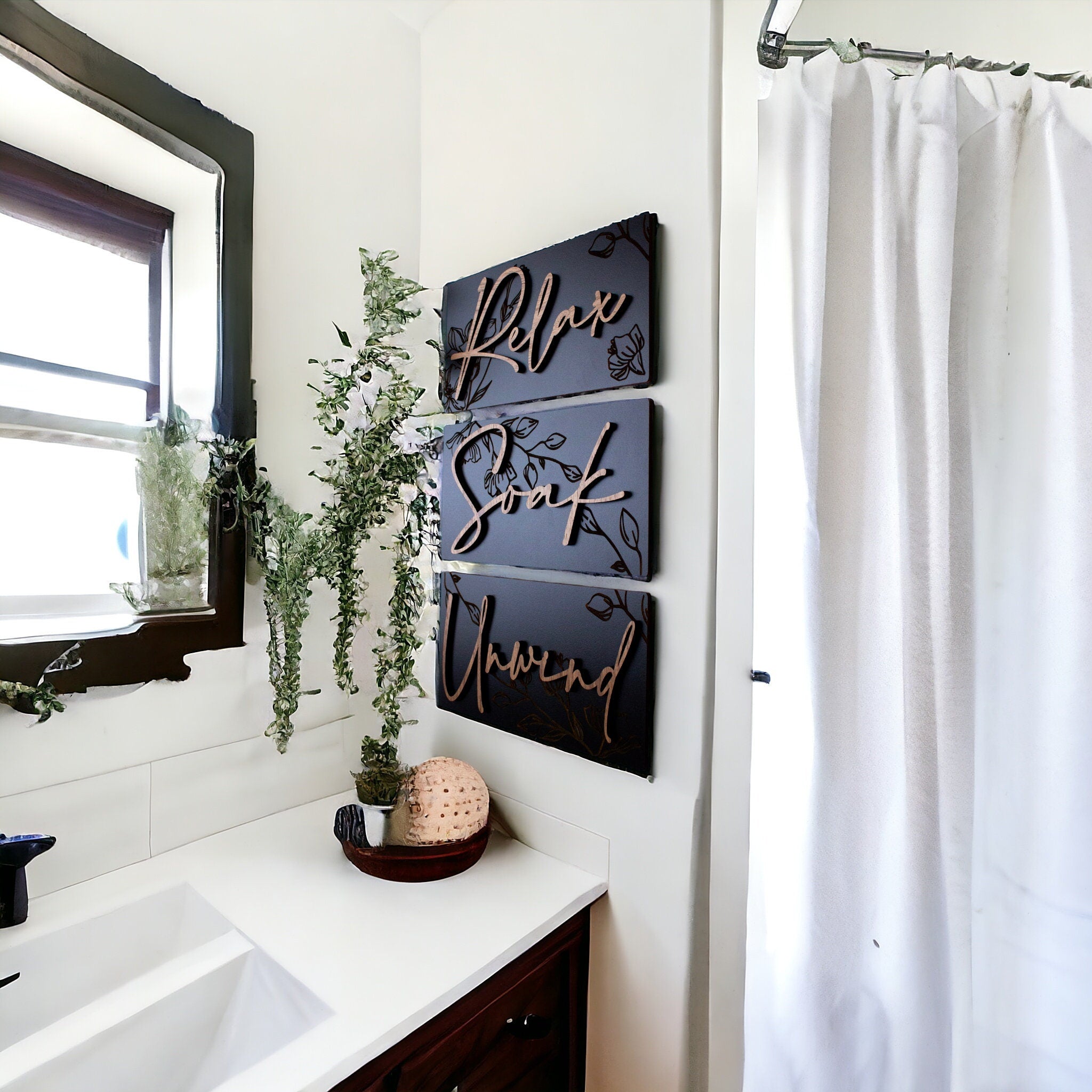 Luxury Engraved Relax Soak Unwind Wall Art