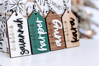 Personalized stocking gift tags on twine: &