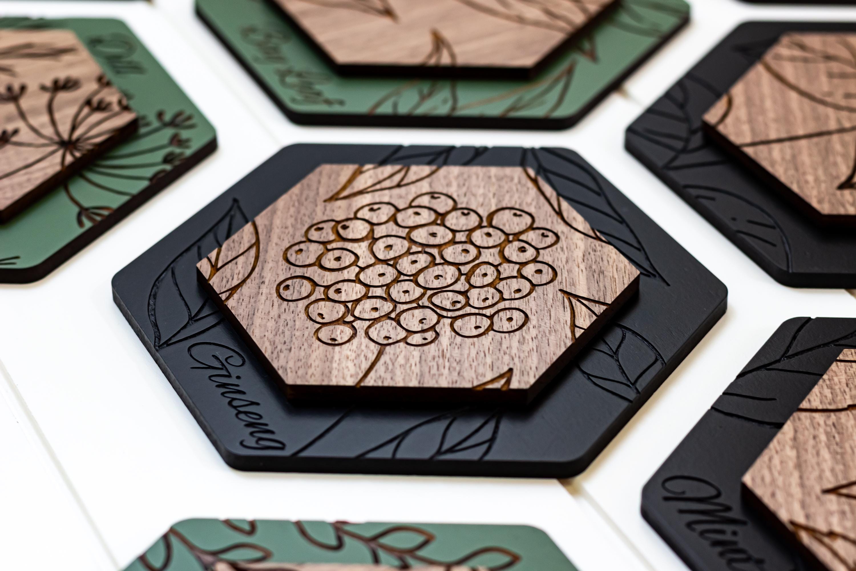Luxury Herb Hexagon Dimensional Wood Art