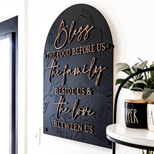 Kitchen Blessing Sign Real Wood Luxury Modern Textured Kitchen Wall Art Dining Room Decor