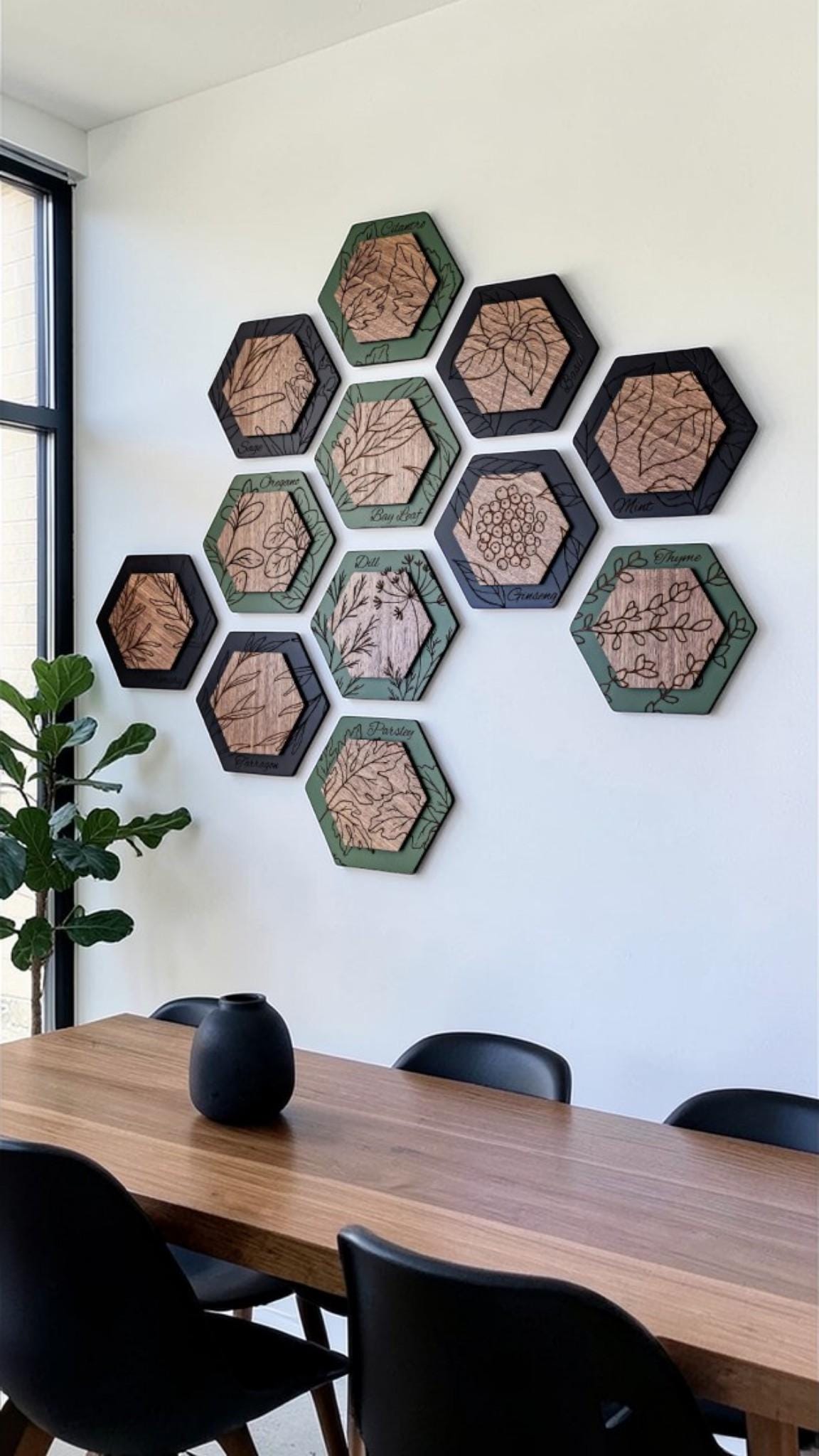 Luxury Herb Hexagon Dimensional Wood Art