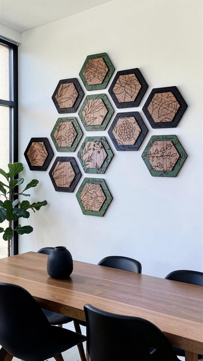 Luxury Herb Hexagon Dimensional Wood Art
