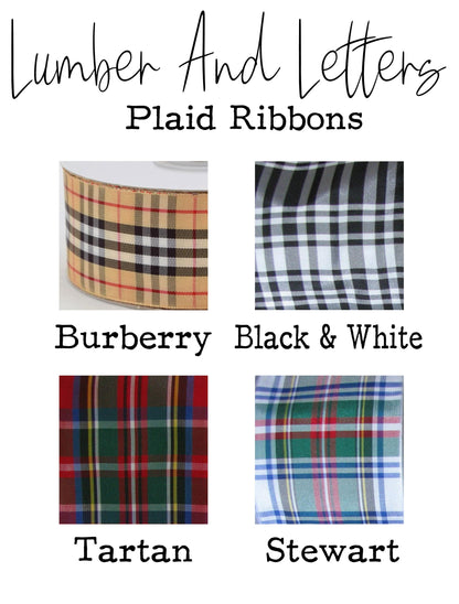 Plaid ribbon style swatch chart: Burberry, black &amp; white, tartan, Stewart