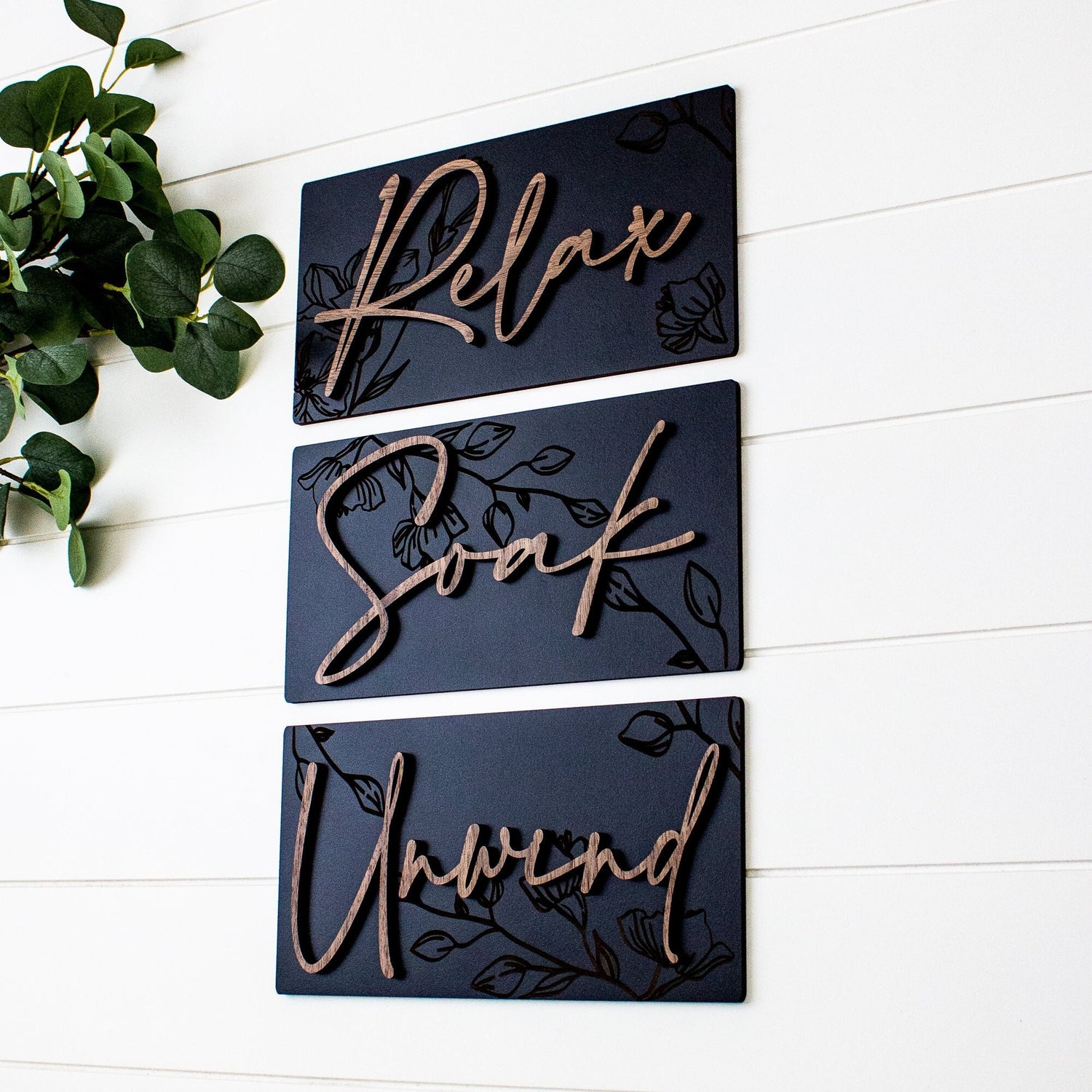 Luxury Engraved Relax Soak Unwind Wall Art