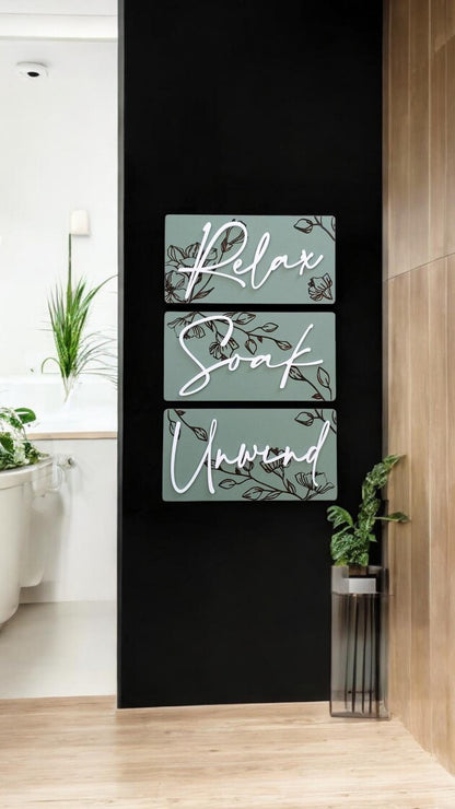 Luxury Engraved Relax Soak Unwind Wall Art