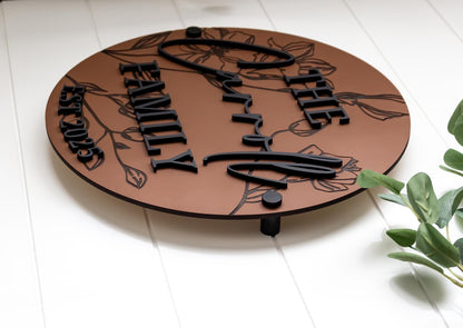 Modern Floral Textured Family Name Sign