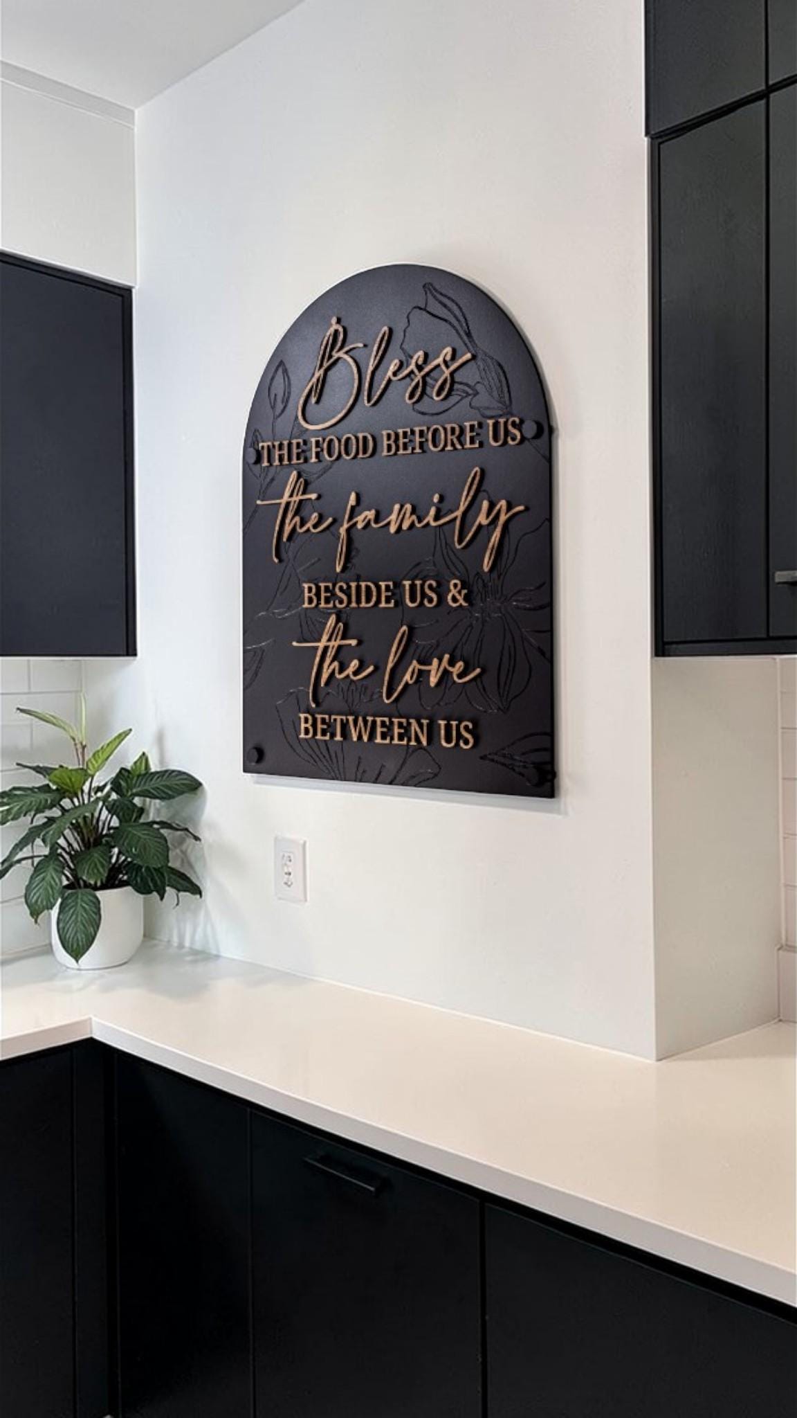 Kitchen Blessing Sign Real Wood Luxury Modern Textured Kitchen Wall Art Dining Room Decor