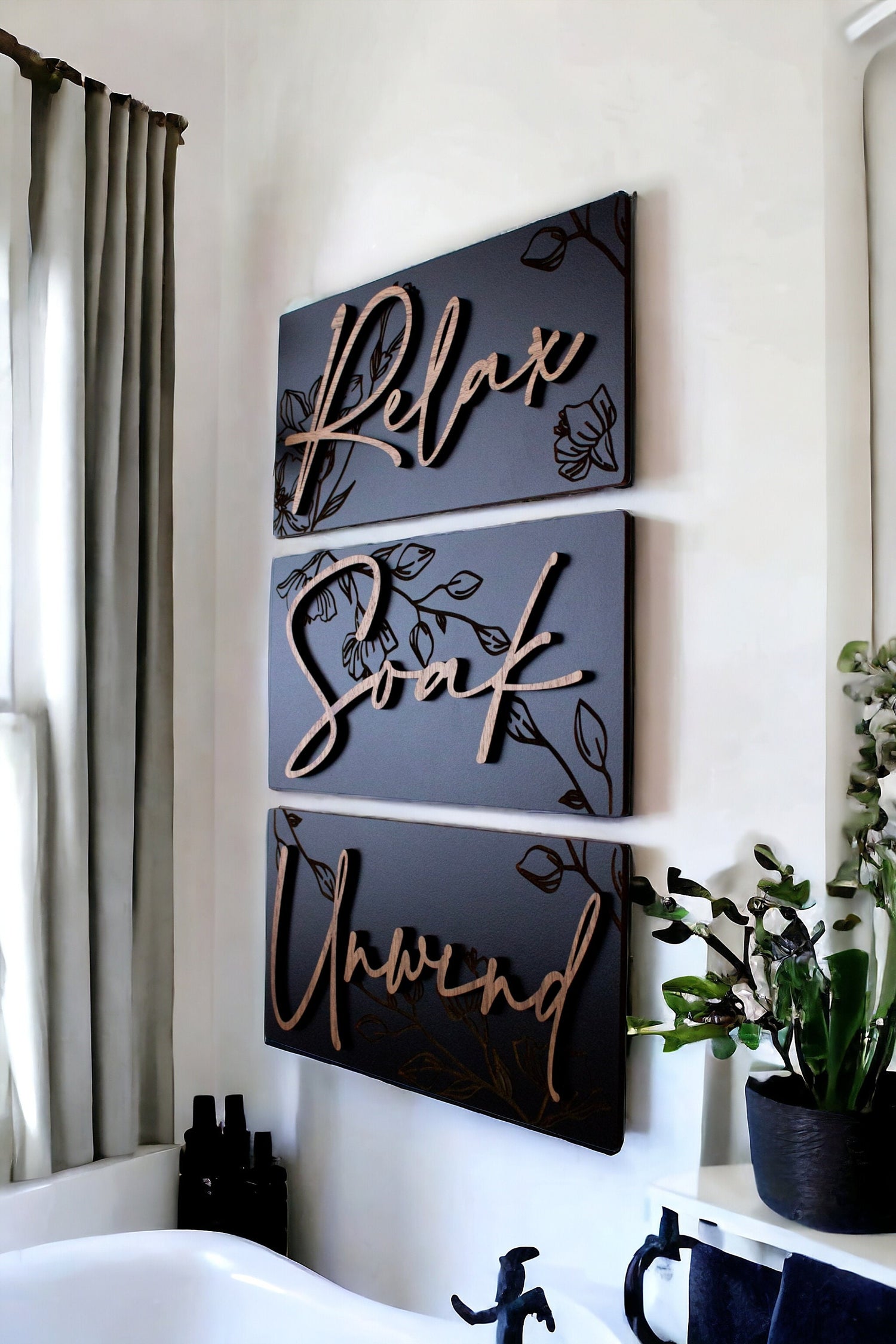 Luxury Engraved Relax Soak Unwind Wall Art