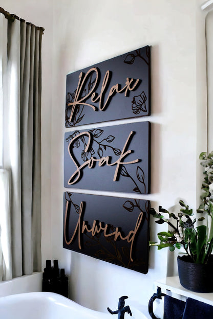 Luxury Engraved Relax Soak Unwind Wall Art