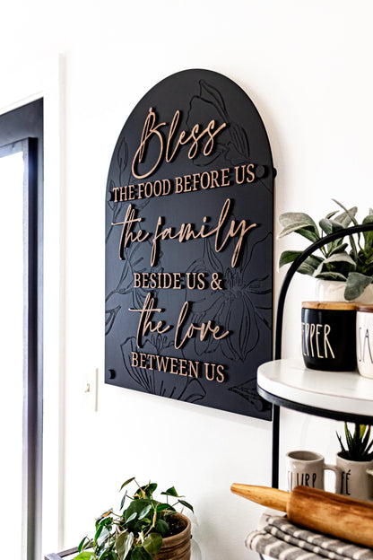 Kitchen Blessing Sign Real Wood Luxury Modern Textured Kitchen Wall Art Dining Room Decor