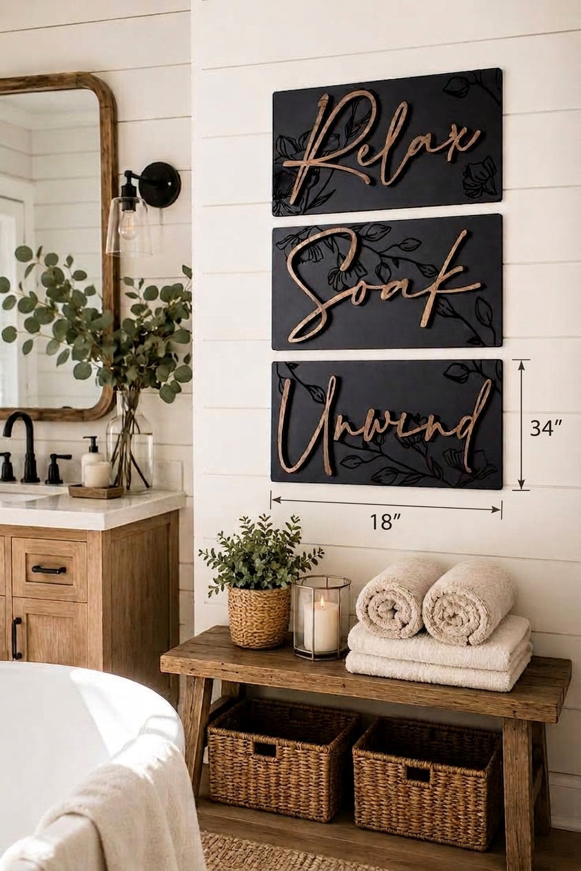 Luxury Engraved Relax Soak Unwind Wall Art