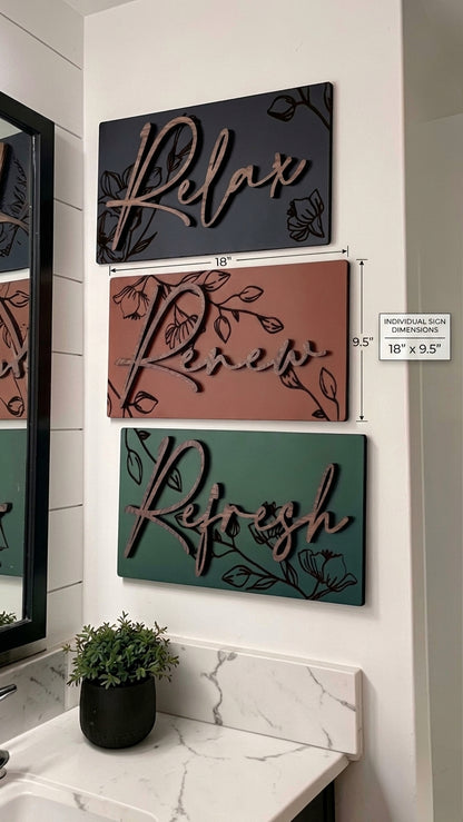 Luxury Floral Engraved Relax Refresh Renew Art Set