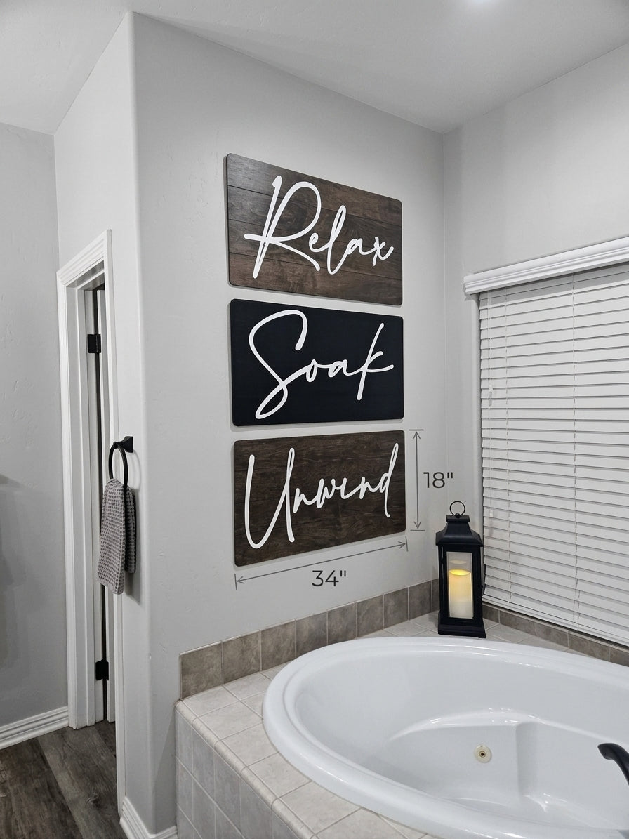 Luxury Mixed Color Soak Relax Unwind Shiplap Wall Set