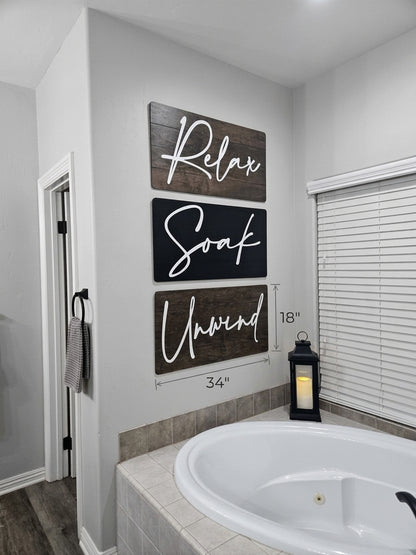Luxury Mixed Color Soak Relax Unwind Shiplap Wall Set