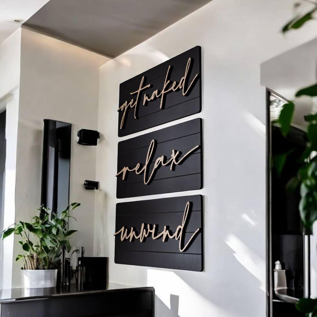 Luxury Get Naked Relax Unwind Shiplap Wall Set