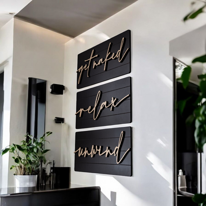 Luxury Get Naked Relax Unwind Shiplap Wall Set