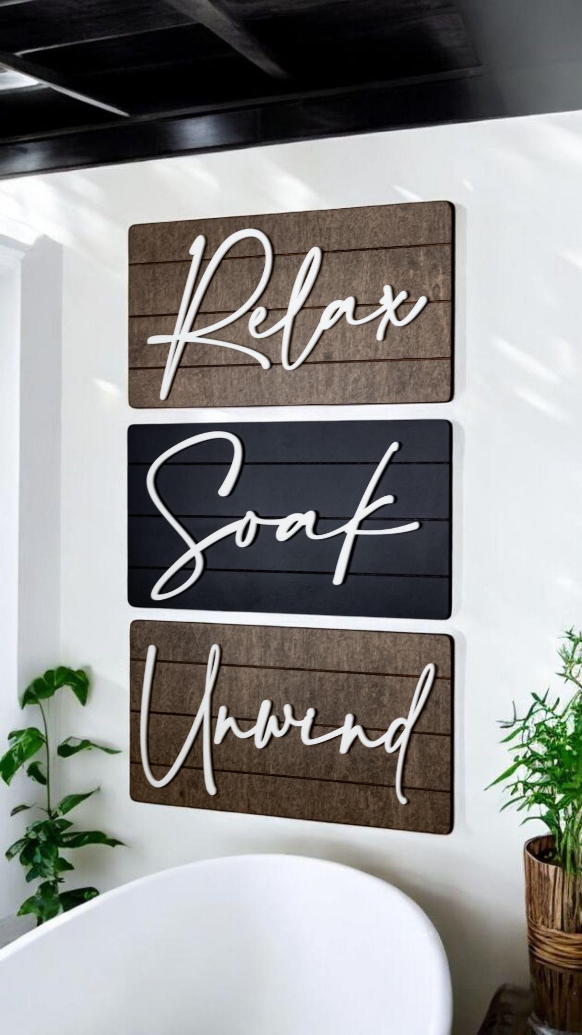Luxury Mixed Color Soak Relax Unwind Shiplap Wall Set