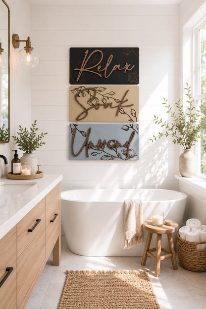 Luxury Engraved Relax Soak Unwind Wall Art