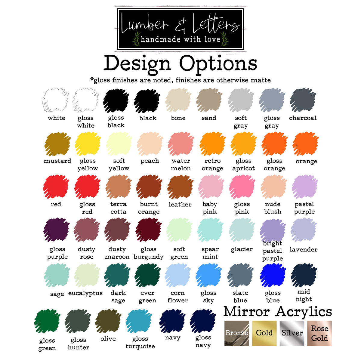 Restroom sign with pets—design option color chart with multiple finish and font samples