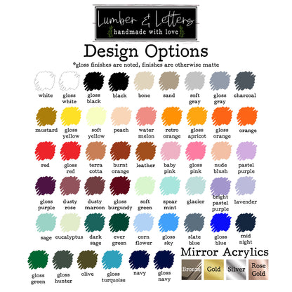 Restroom sign with pets—design option color chart with multiple finish and font samples