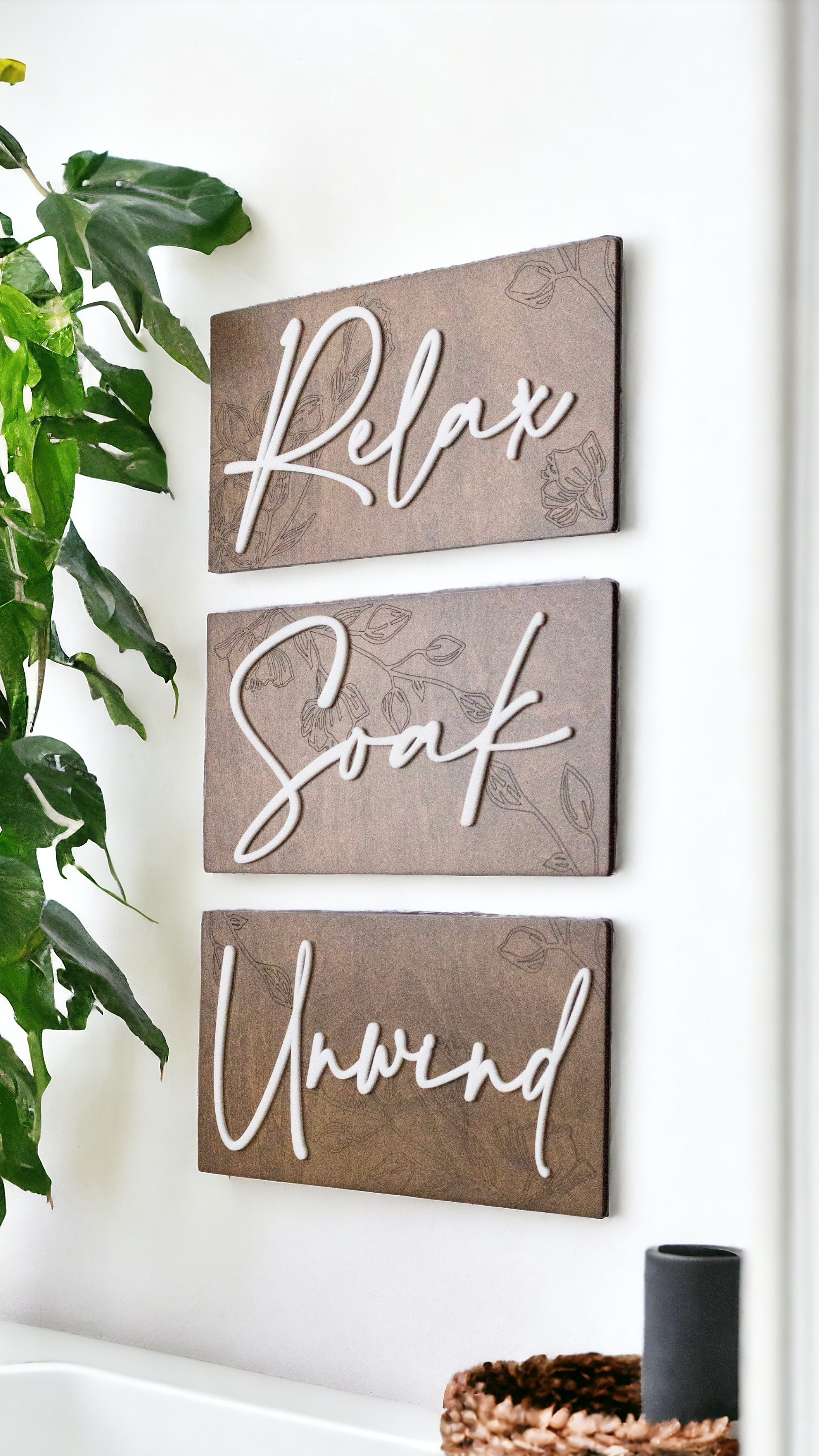 Subtly Engraved Relax Soak Unwind Wall Art