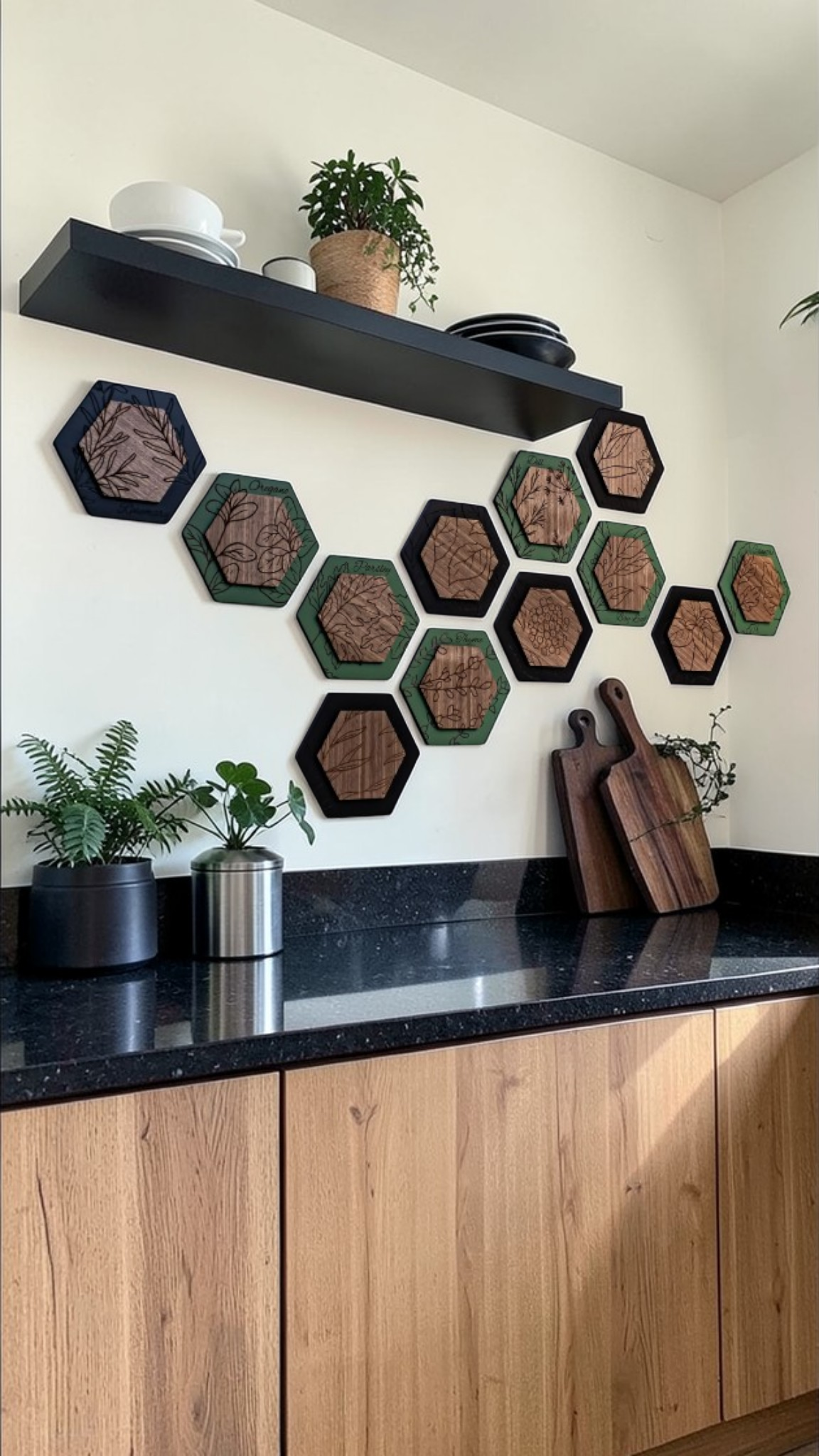 Luxury Herb Hexagon Dimensional Wood Art