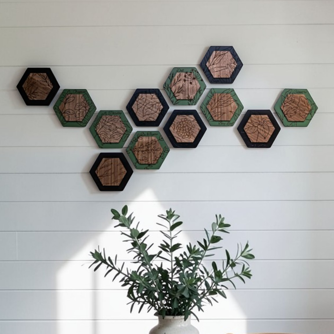 Luxury Herb Hexagon Dimensional Wood Art