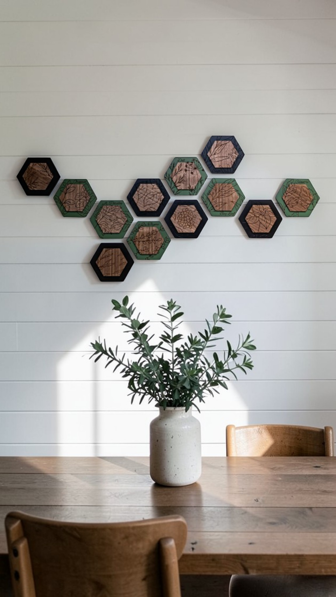 Luxury Herb Hexagon Dimensional Wood Art