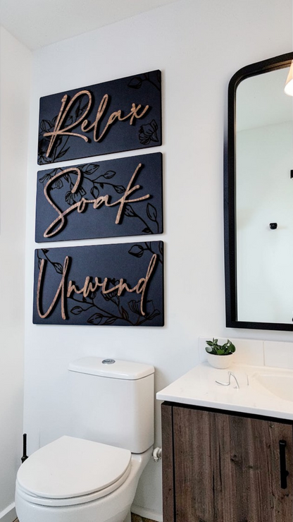 Luxury Engraved Relax Soak Unwind Wall Art