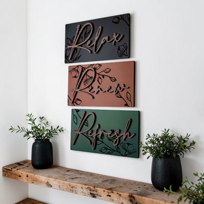 Luxury Floral Engraved Relax Refresh Renew Art Set