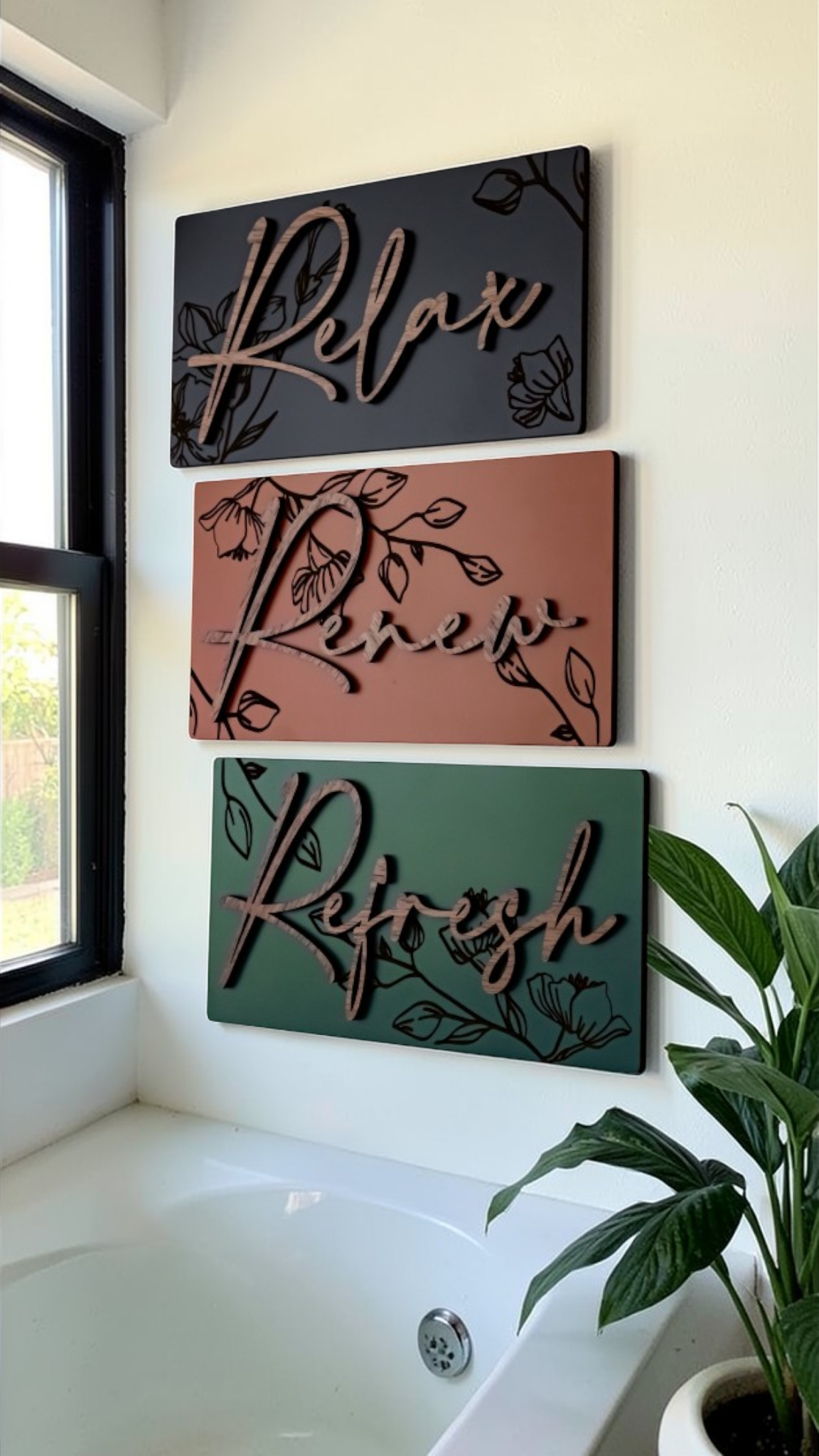 Luxury Floral Engraved Relax Refresh Renew Art Set