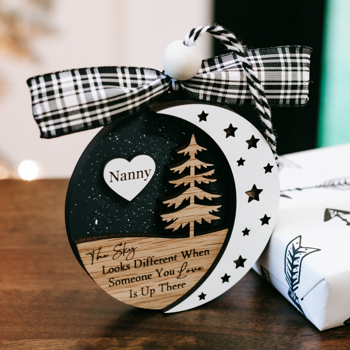 Close-up round ornament with &